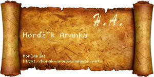 Horák Aranka névjegykártya